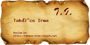 Takács Irma névjegykártya