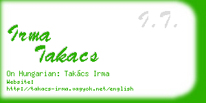 irma takacs business card