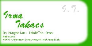 irma takacs business card